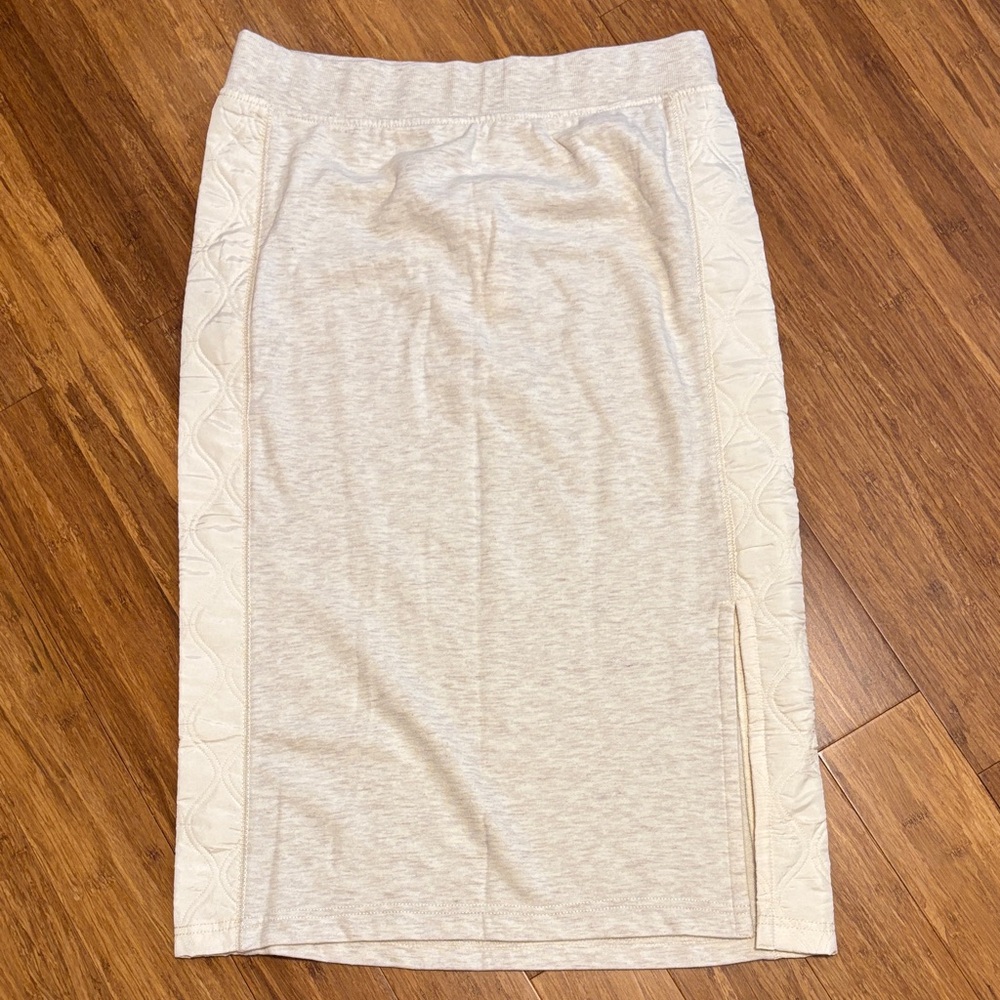 Anthropologie Daily Practice Midi Skirt-cream quilted knit Cute Athleisure